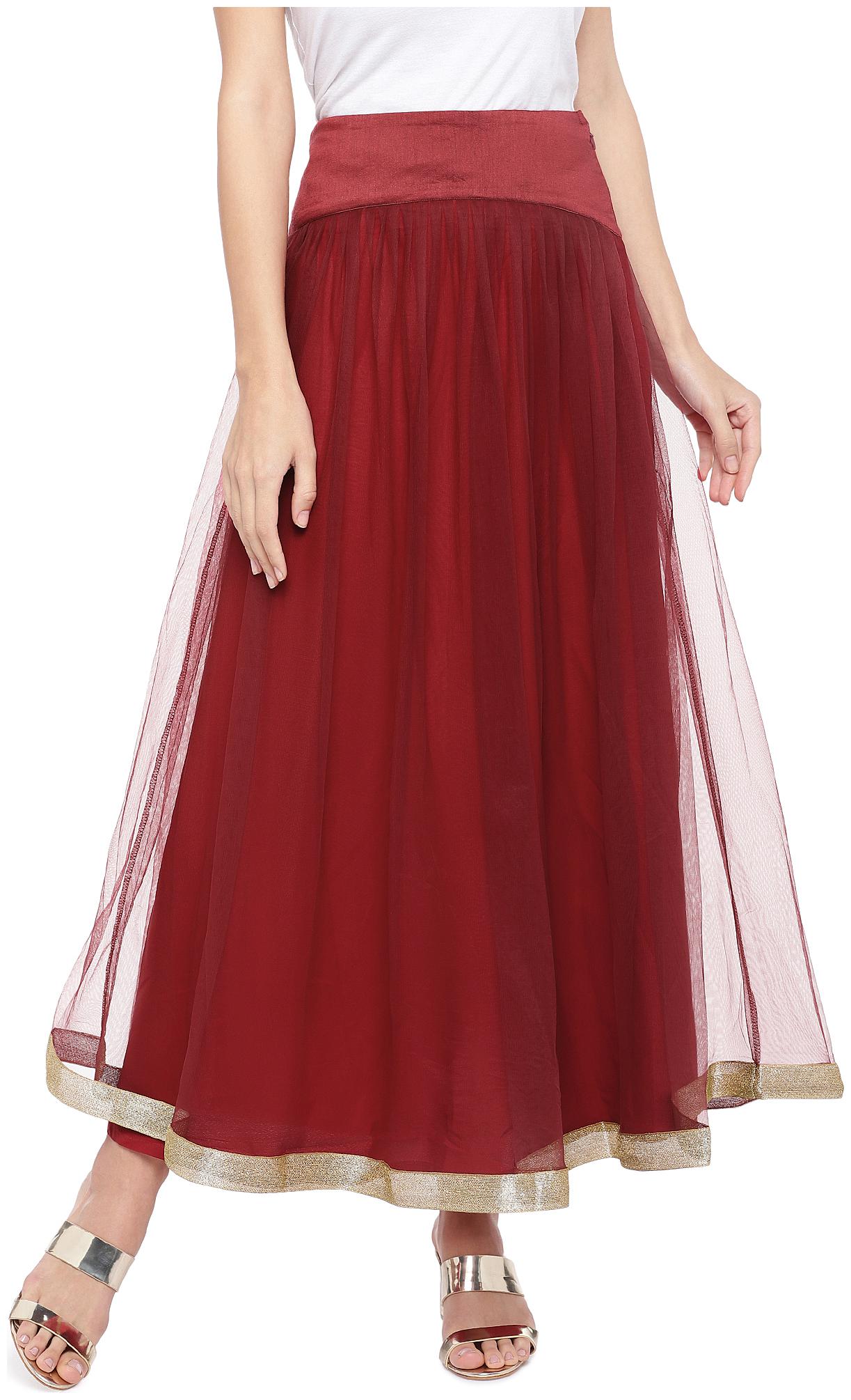 

Globus Solid Flared skirt Maxi Skirt - Maroon