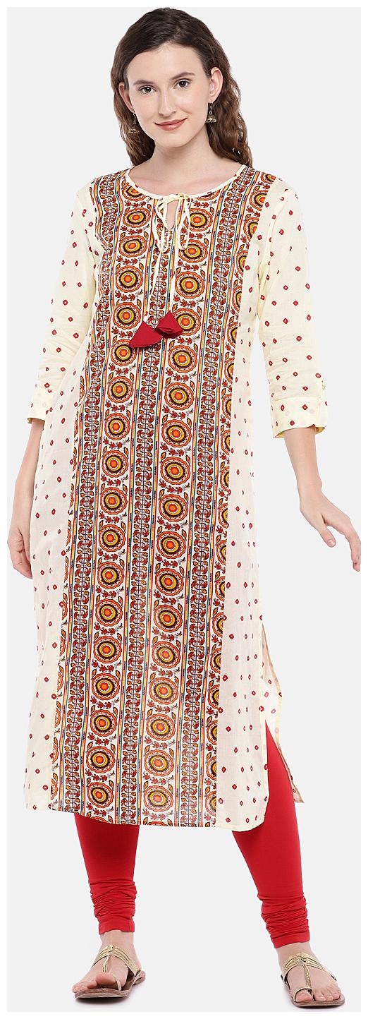 

Globus Cotton Printed Women Kurta - Beige