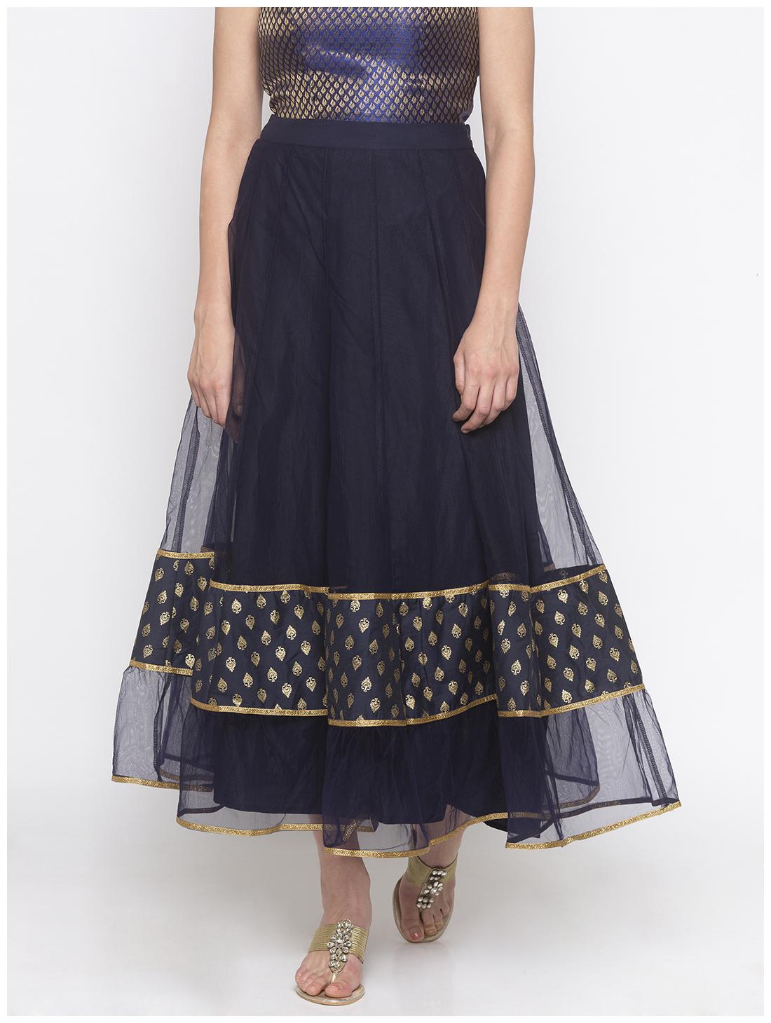 

Globus Cotton Printed Navy Blue Color Flared Skirt