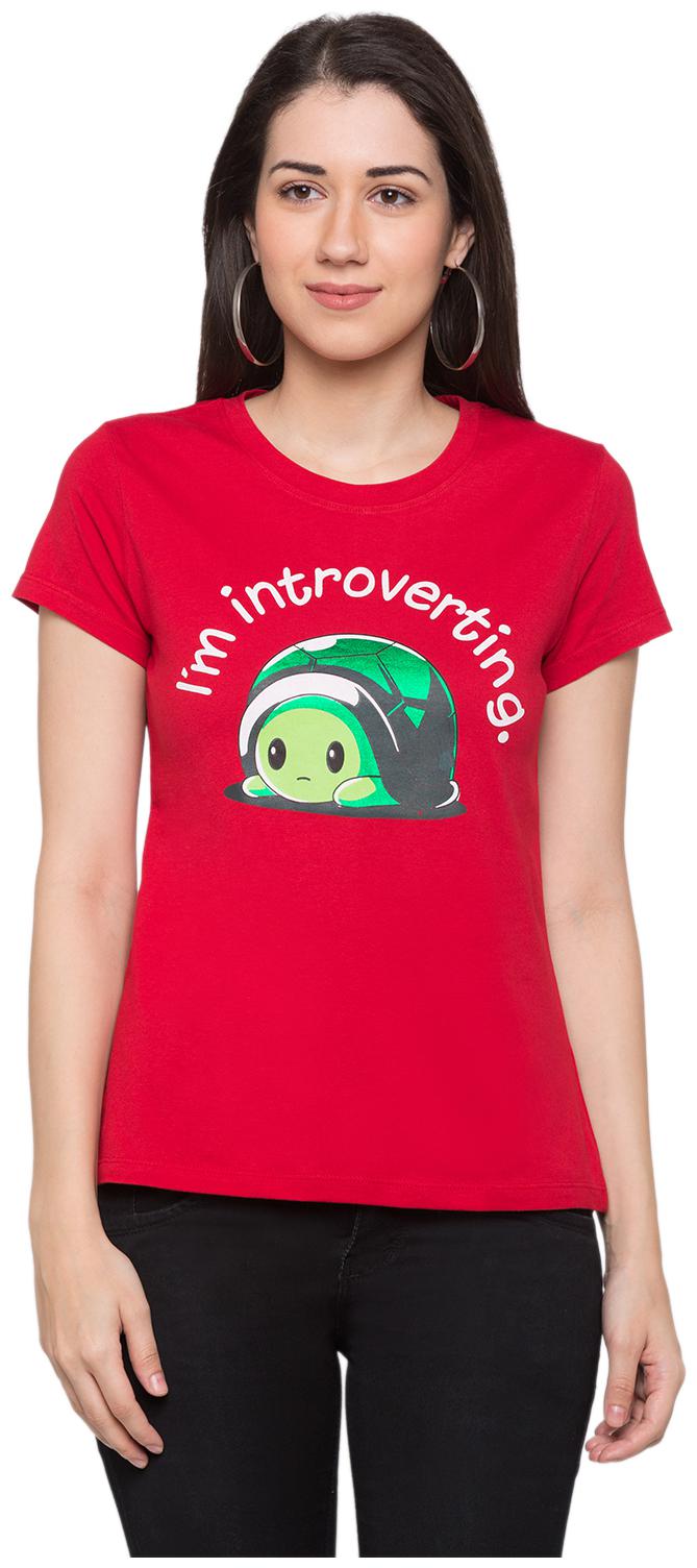 

Globus Women Red Regular fit Round neck Cotton T shirt