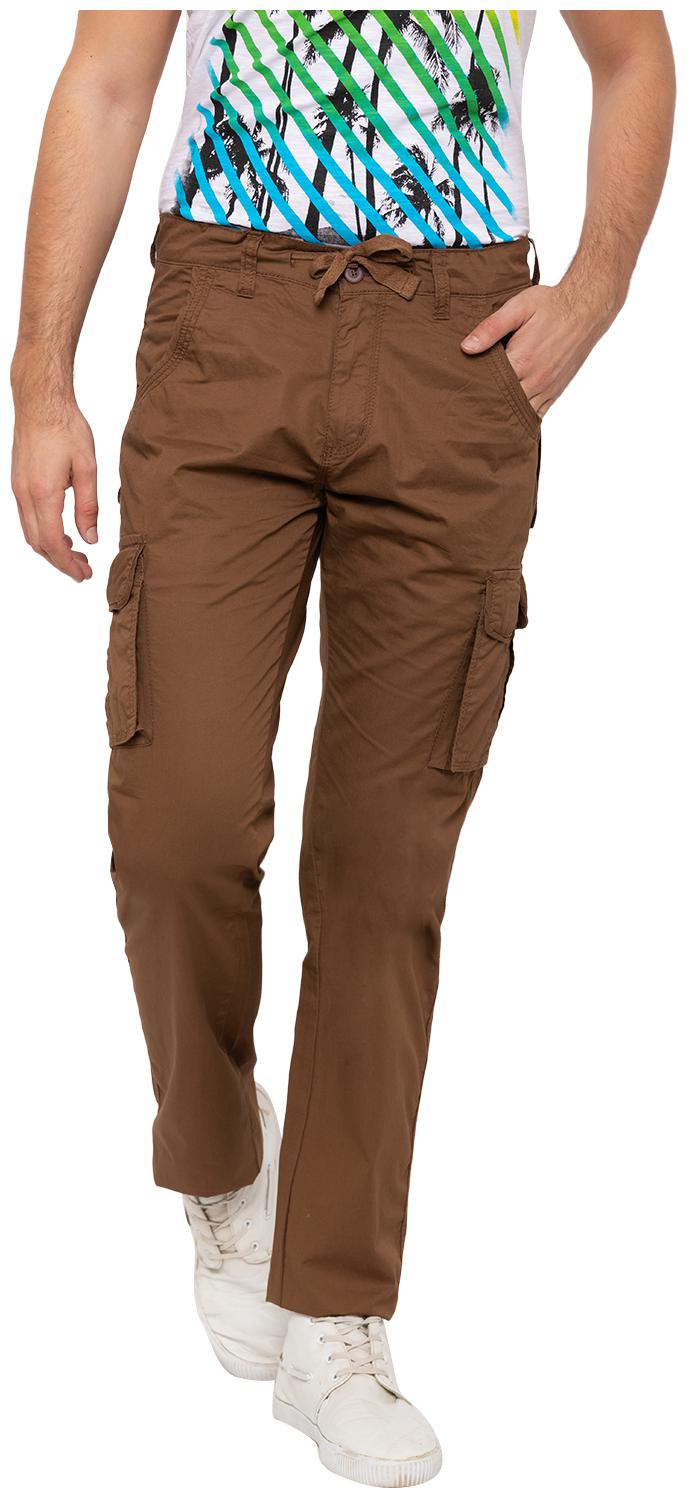 

Globus Men Brown Solid Slim fit Cargos