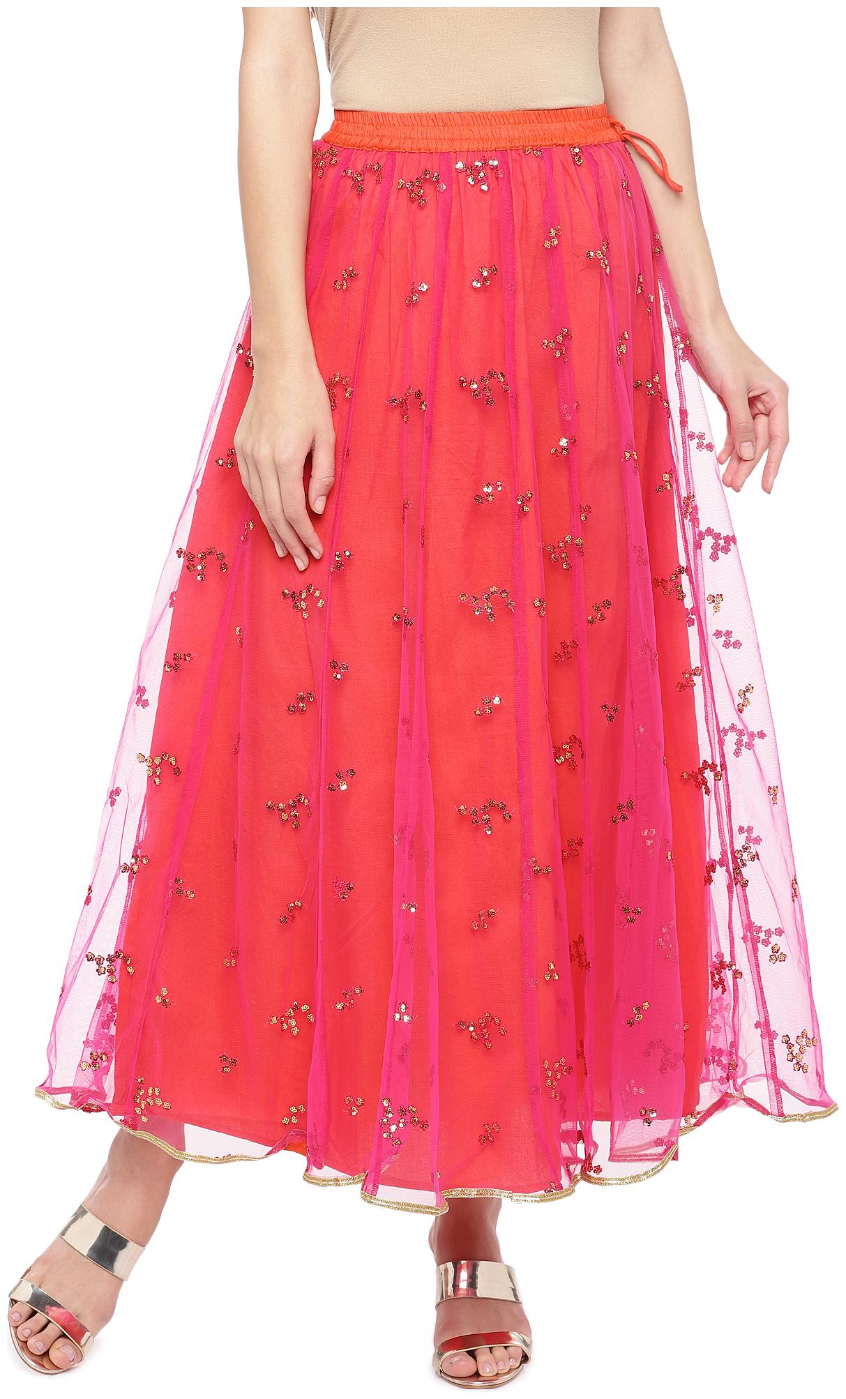 

Globus Embellished Flared skirt Maxi Skirt - Orange