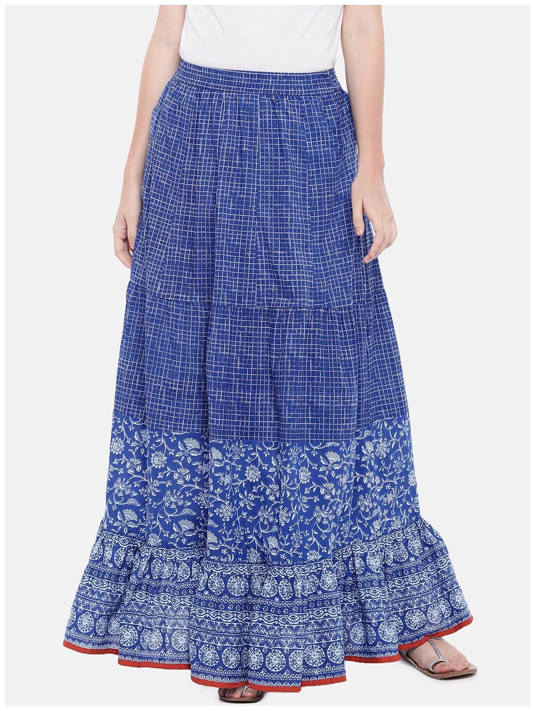 

Globus Checked A-line skirt Maxi Skirt - Blue