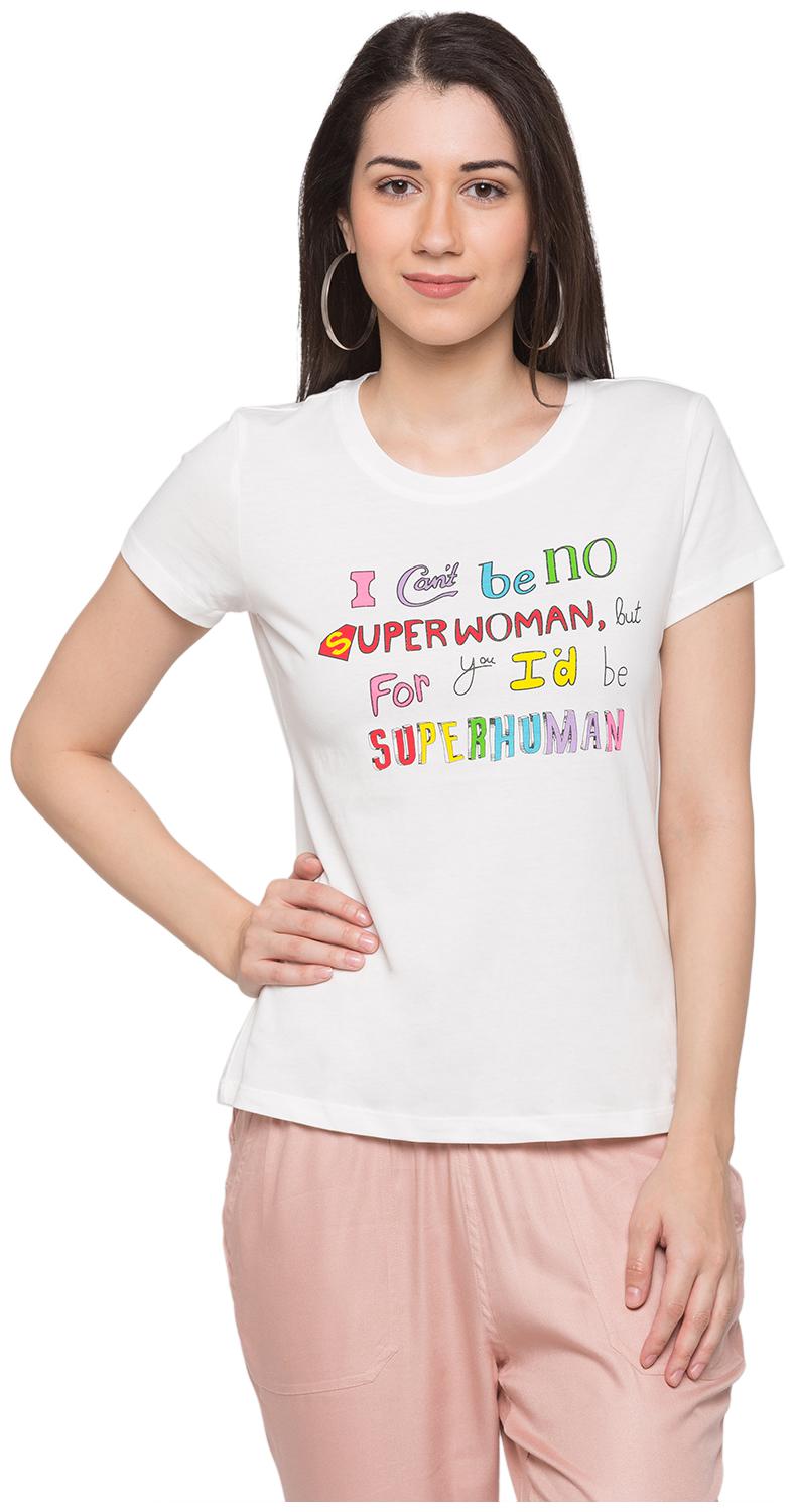 

Globus Women Cream Regular fit Round neck Cotton T shirt