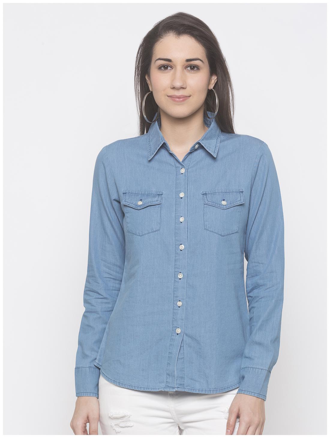 

Globus Women Blue Solid Regular Fit Shirt