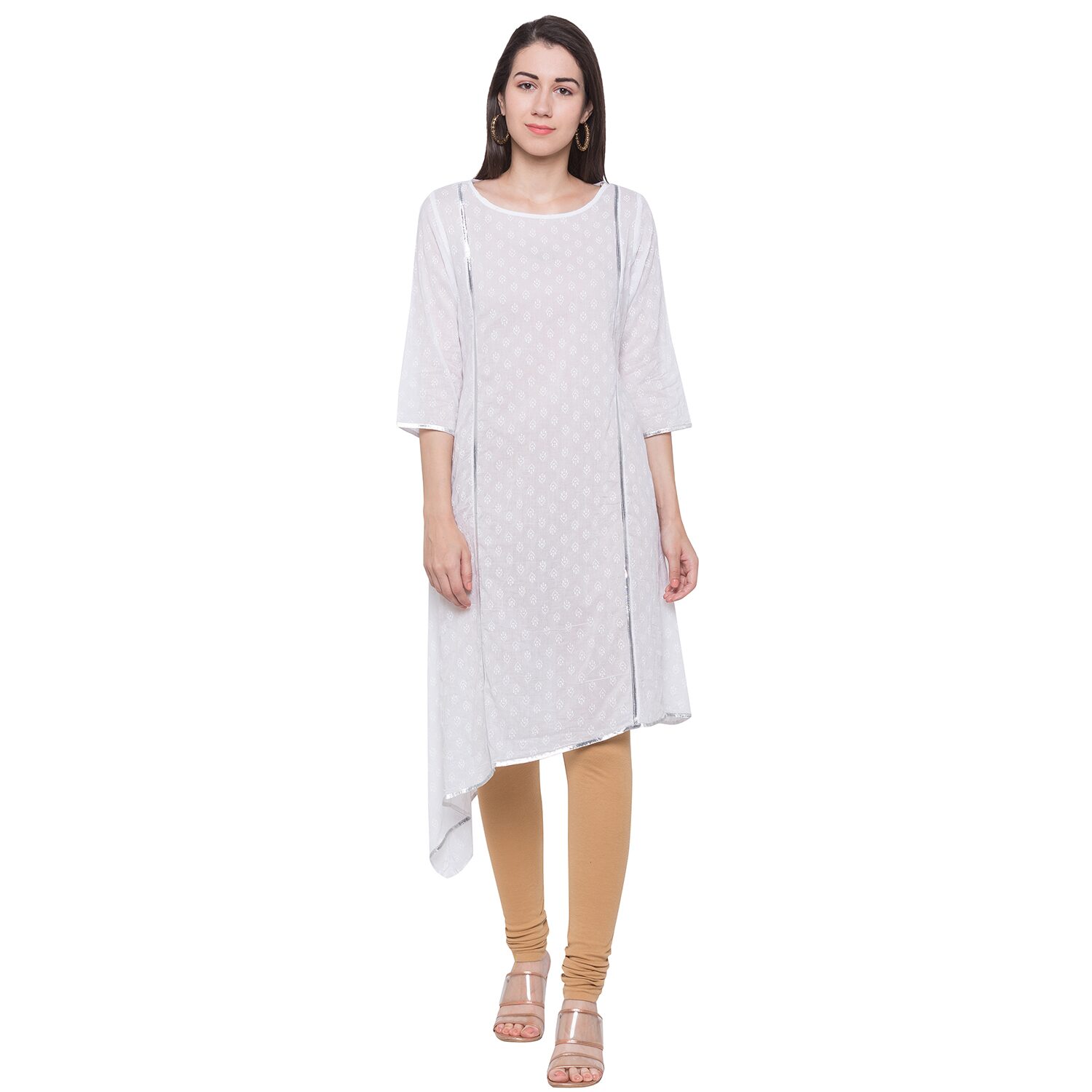 

Globus Women White Printed Straight Kurta