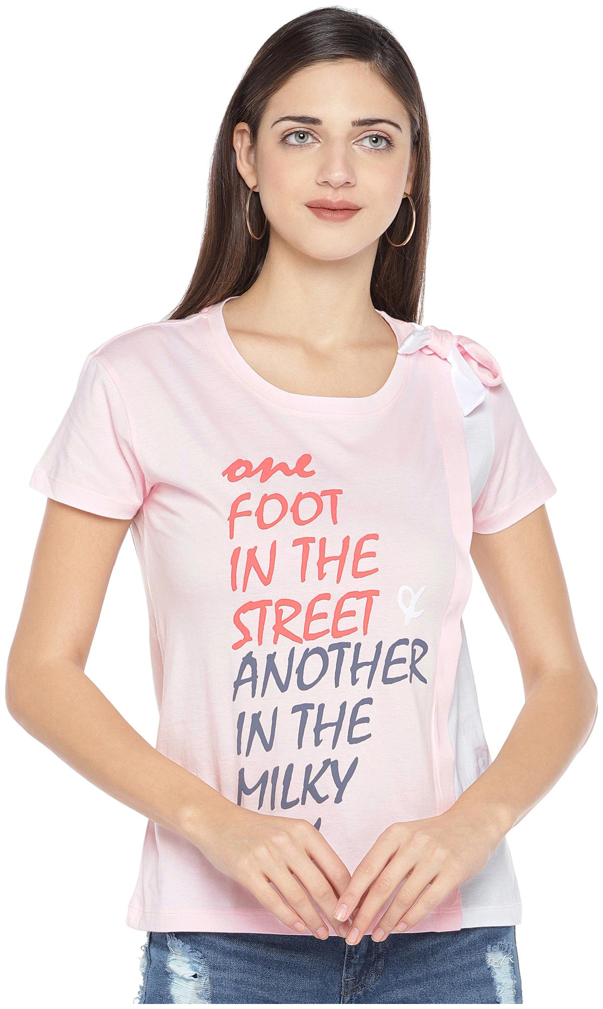 

Globus Women Pink Regular fit Round neck Cotton T shirt