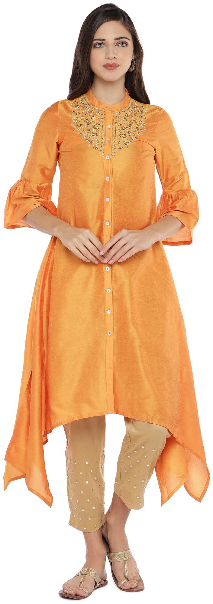 

Globus Cotton Embroidered Orange Color Kurta For Women