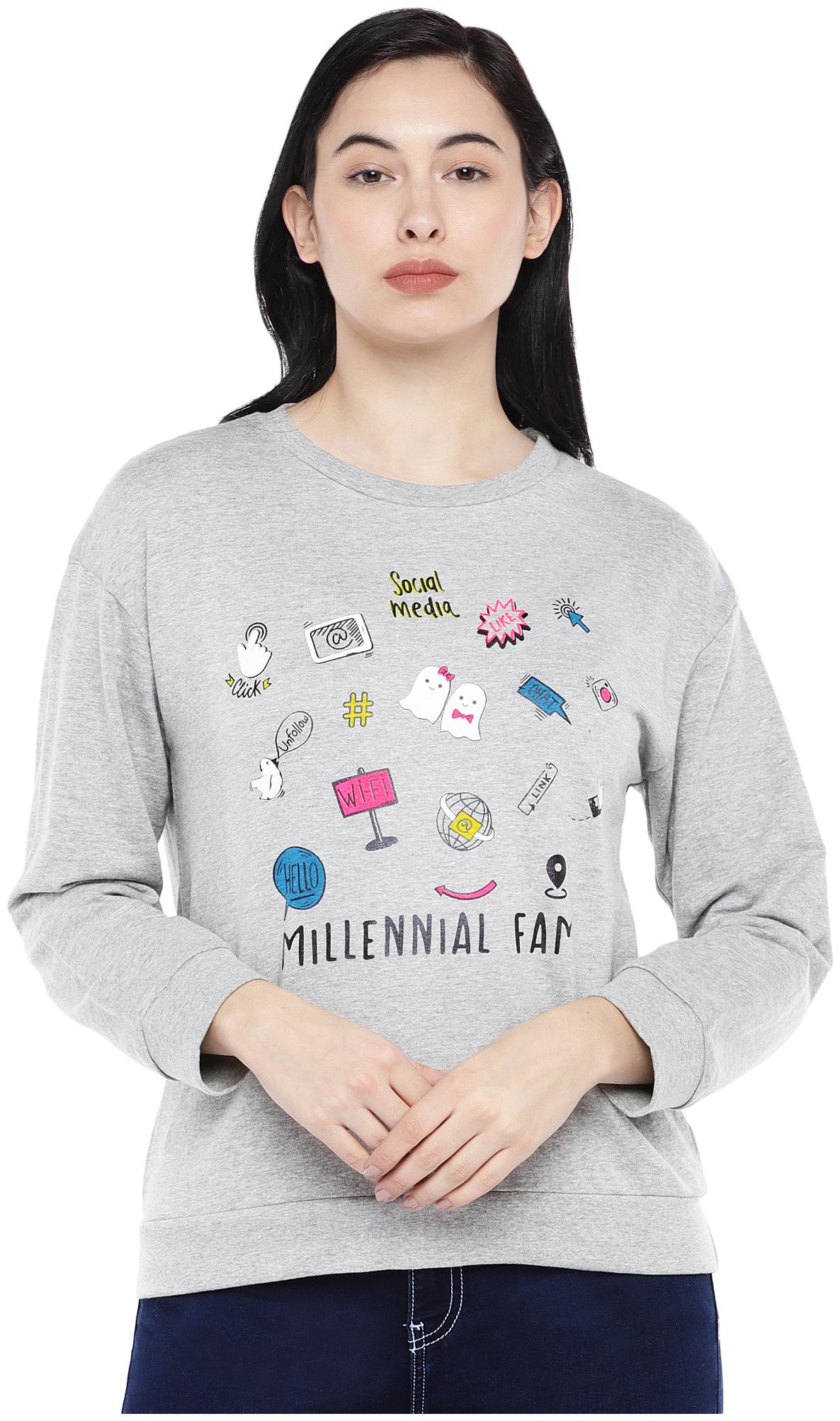 

Globus Women Printed Sweatshirt - Grey