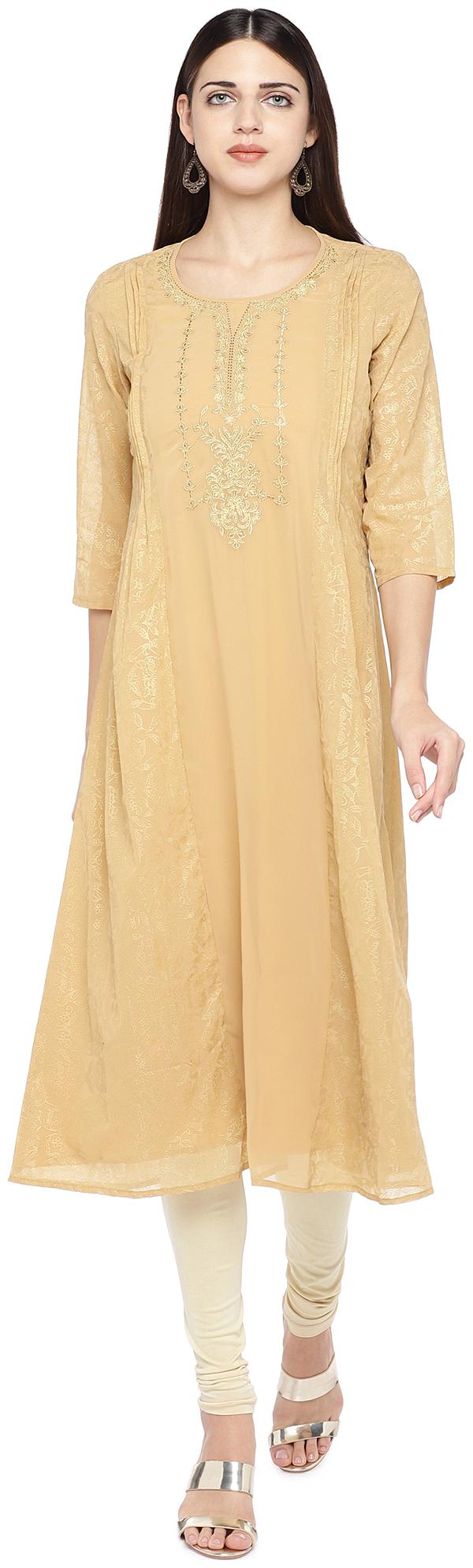 

Globus Cotton Embroidered Beige Color Kurta For Women
