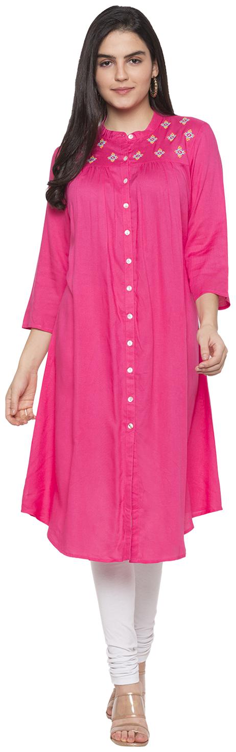 

Globus Women Pink Embroidered Straight Kurta
