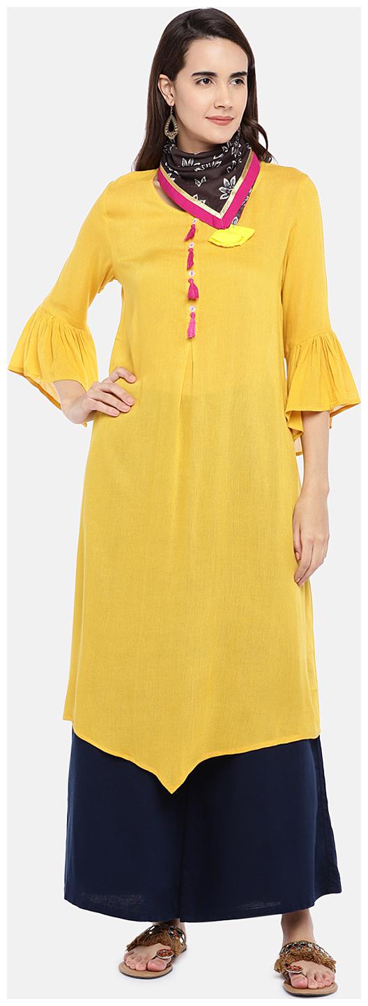 

Globus Cotton Solid Women Kurta - Yellow