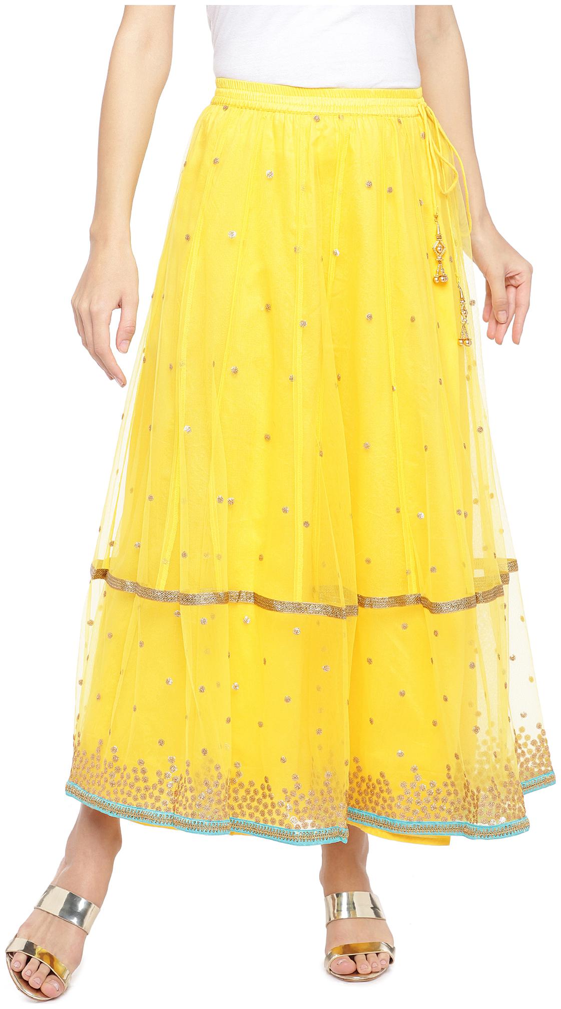 

Globus Embellished Flared skirt Maxi Skirt - Yellow