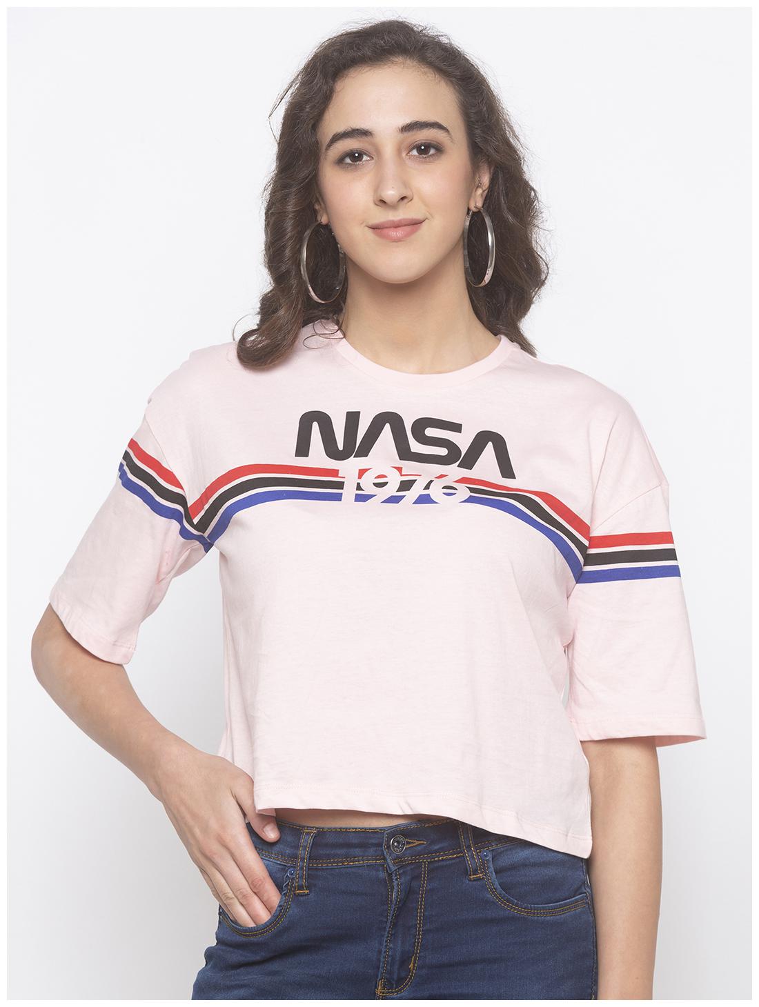 

Globus Women Pink Regular fit Round neck Cotton T shirt