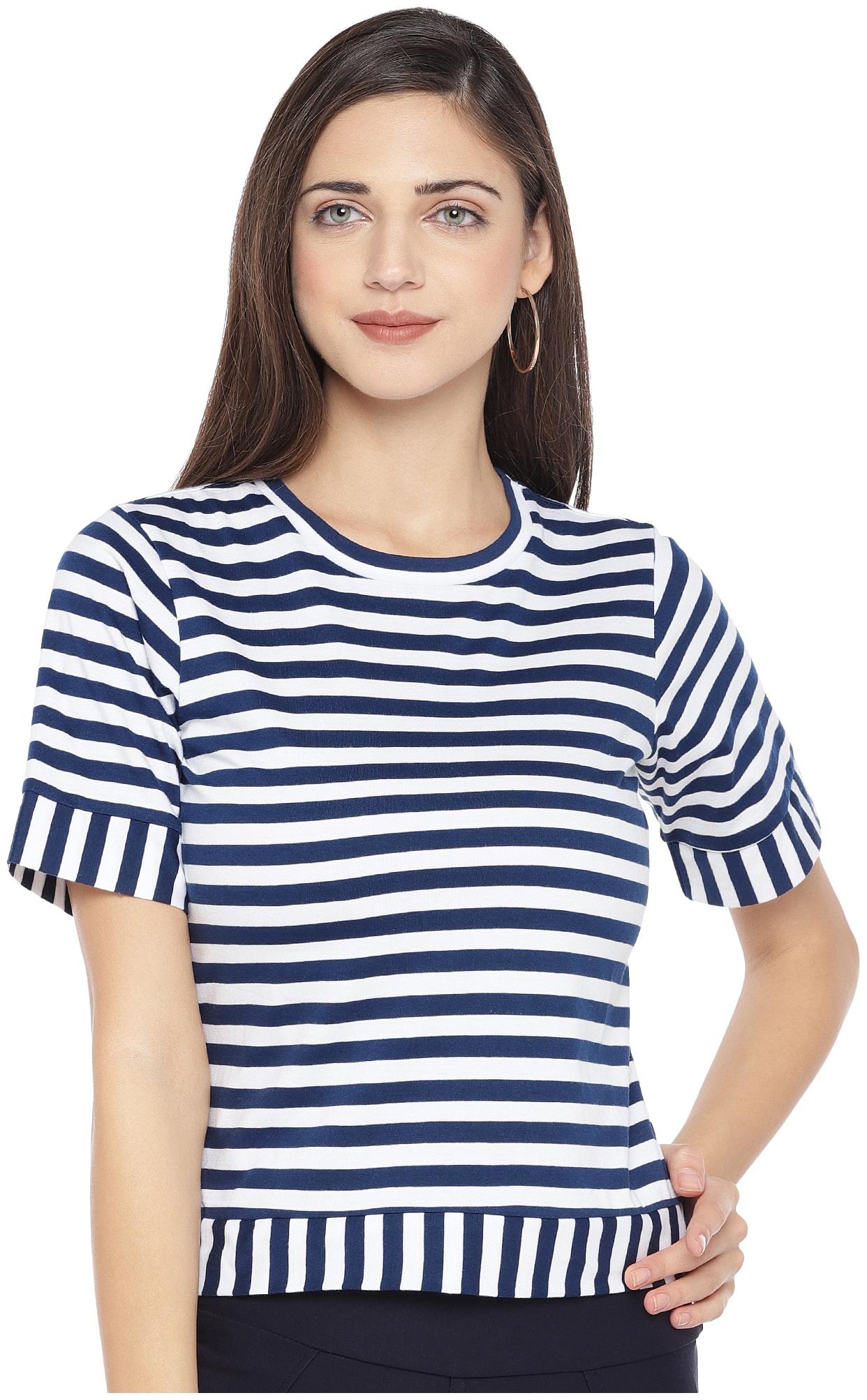 

Globus Women Striped Regular top - White Blue
