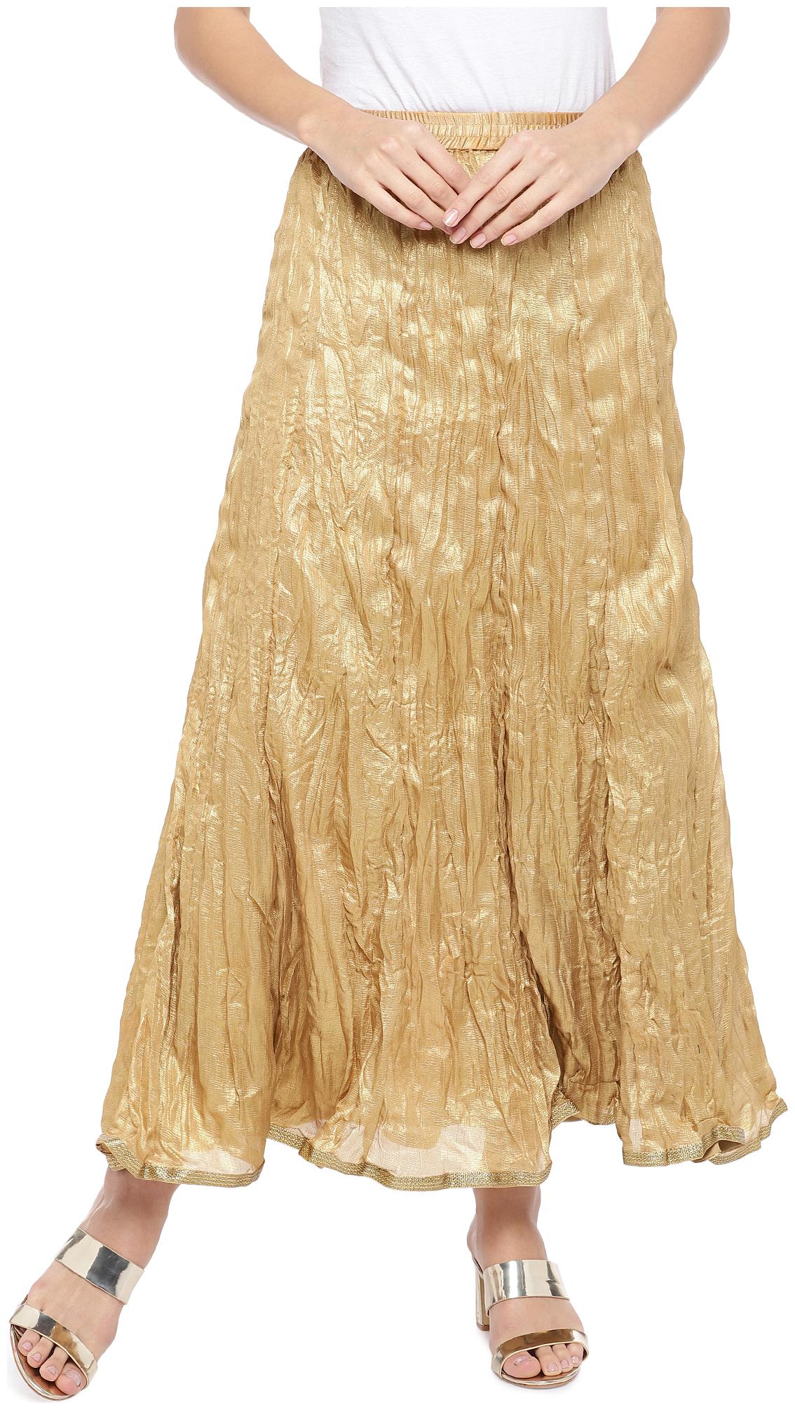 

Globus Self design A-line skirt Maxi Skirt - Gold
