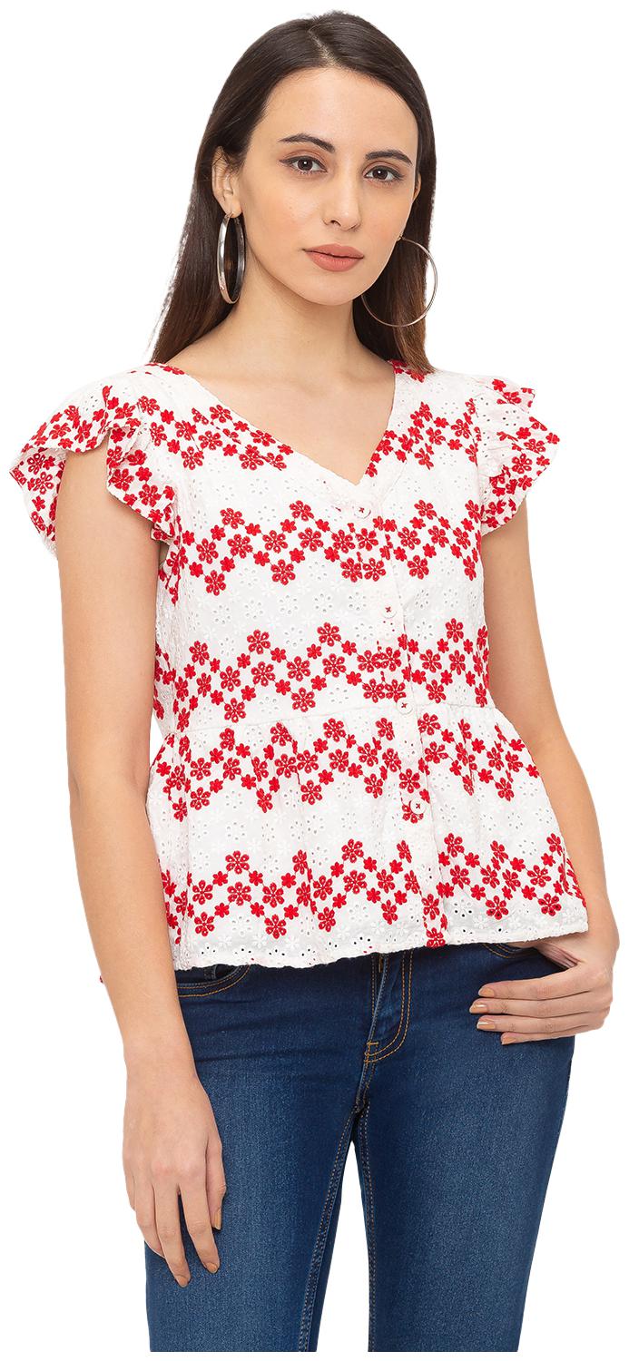 

Globus Women Embroidered Regular top - White