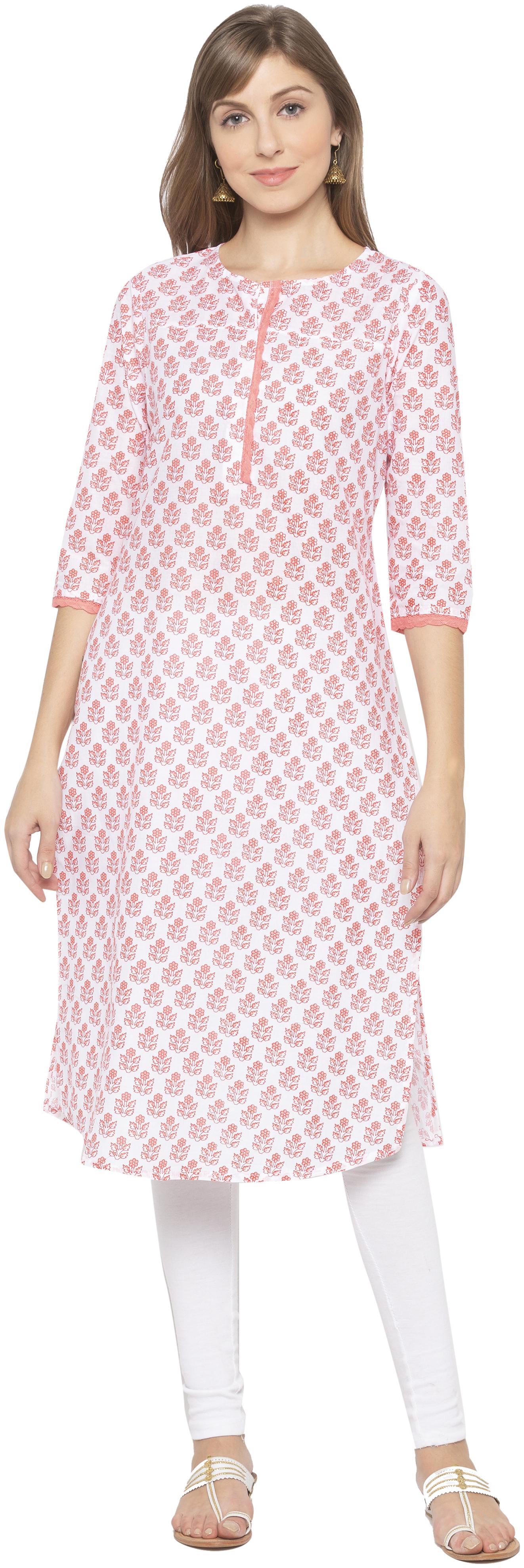 

Globus Cotton Floral Women Kurta - White
