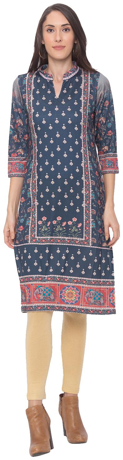 

Globus Women Blue Floral Straight Kurta
