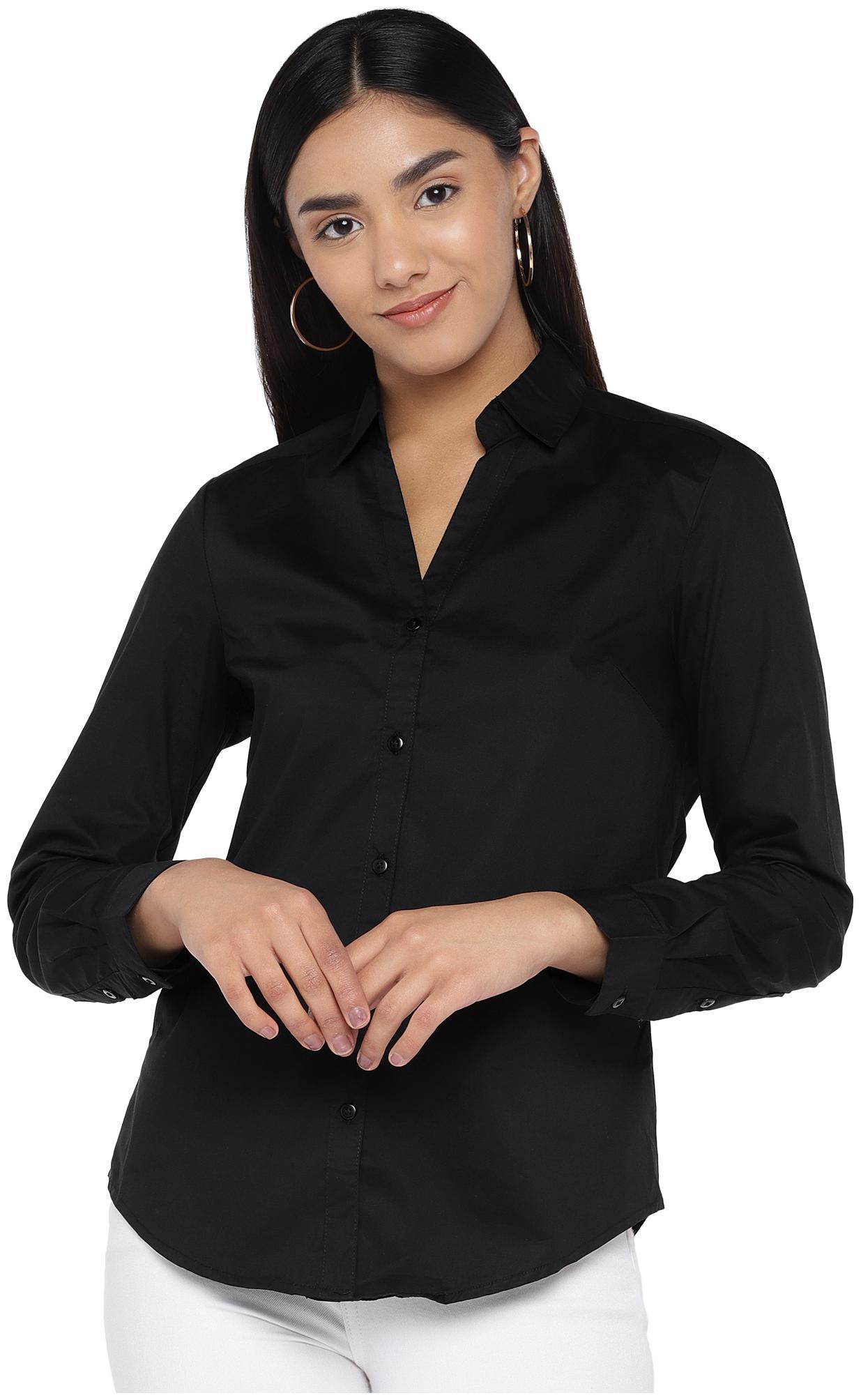 

Globus Women Black Solid Regular Fit Shirt