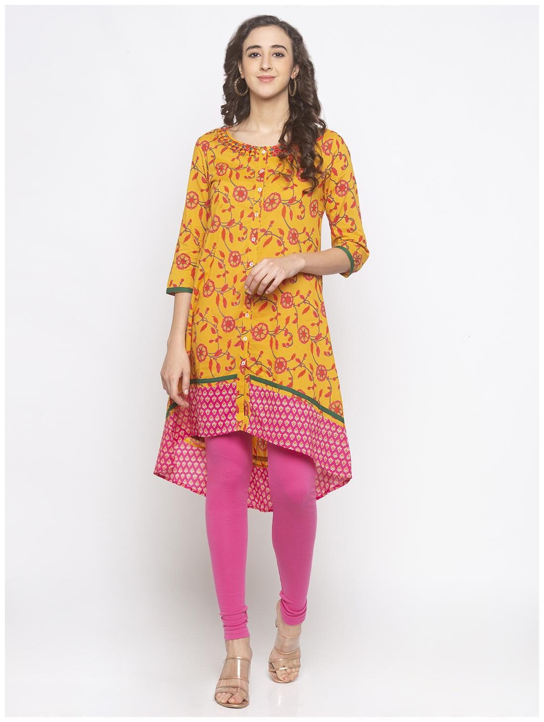 

Globus Cotton Yellow Color Kurta for Women