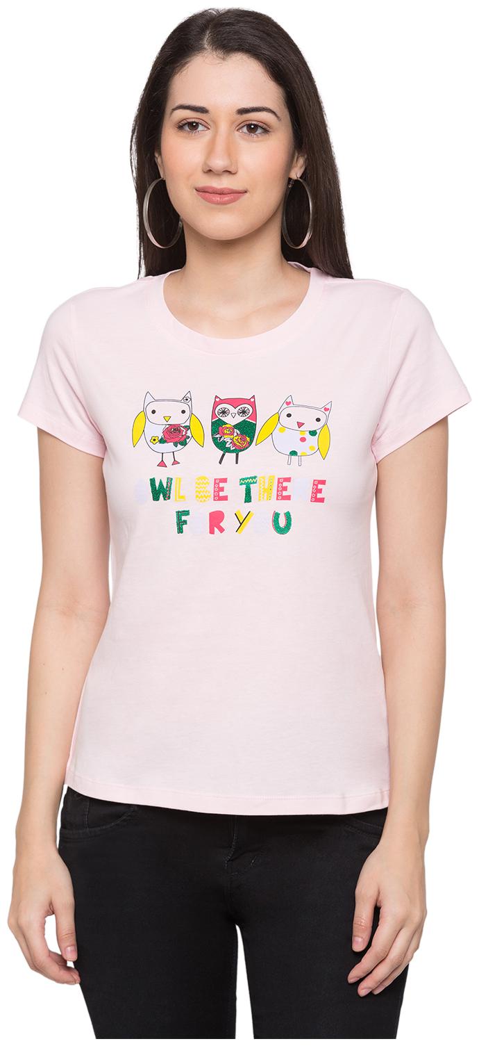 

Globus Women Pink Regular fit Round neck Cotton T shirt