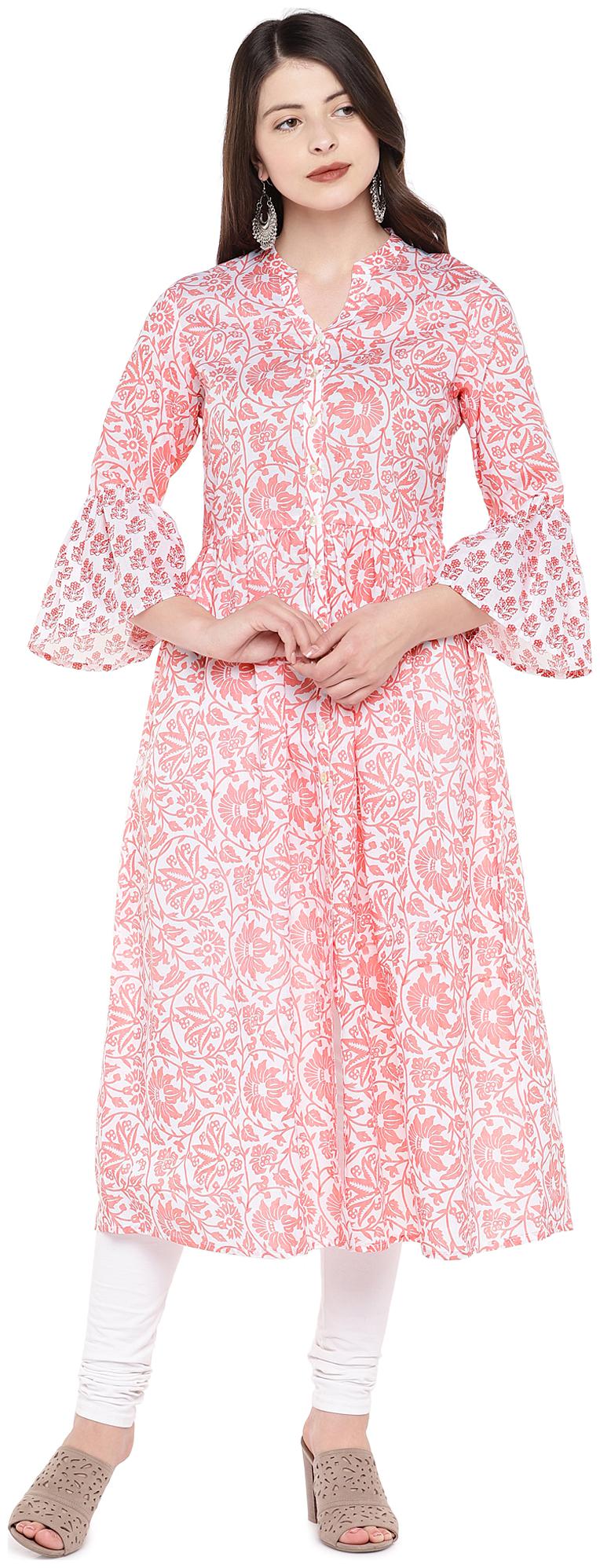 

Globus Women Peach Printed Anarkali Kurta