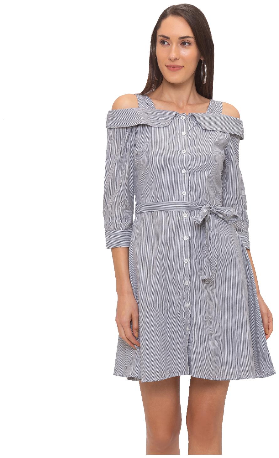 

Globus Blue Striped Fit flare dress