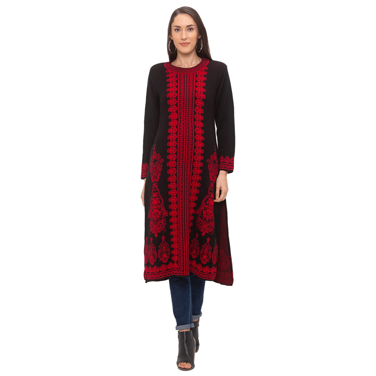 

Globus Women Black Printed Straight Kurta
