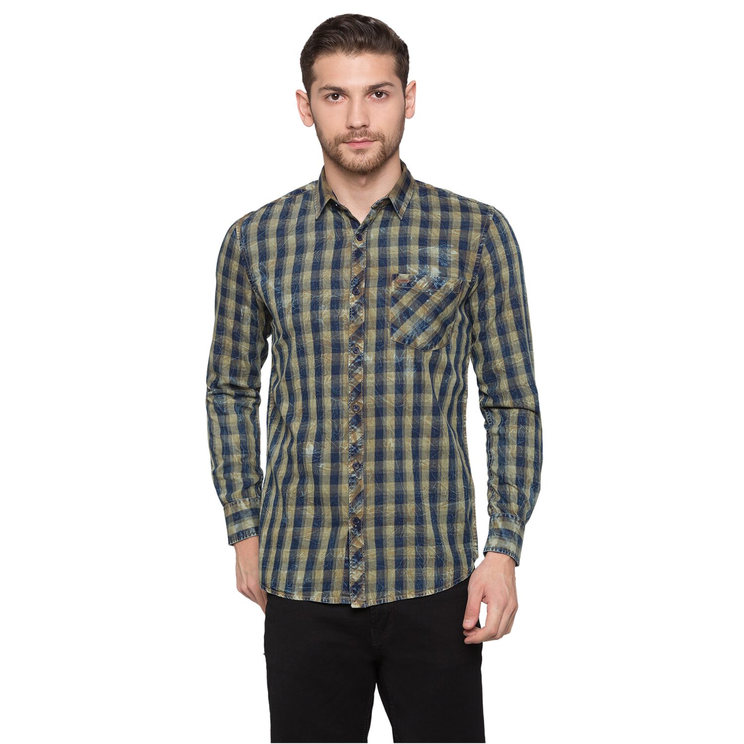 

Globus Men Blue Checked Regular Fit Casual Shirt