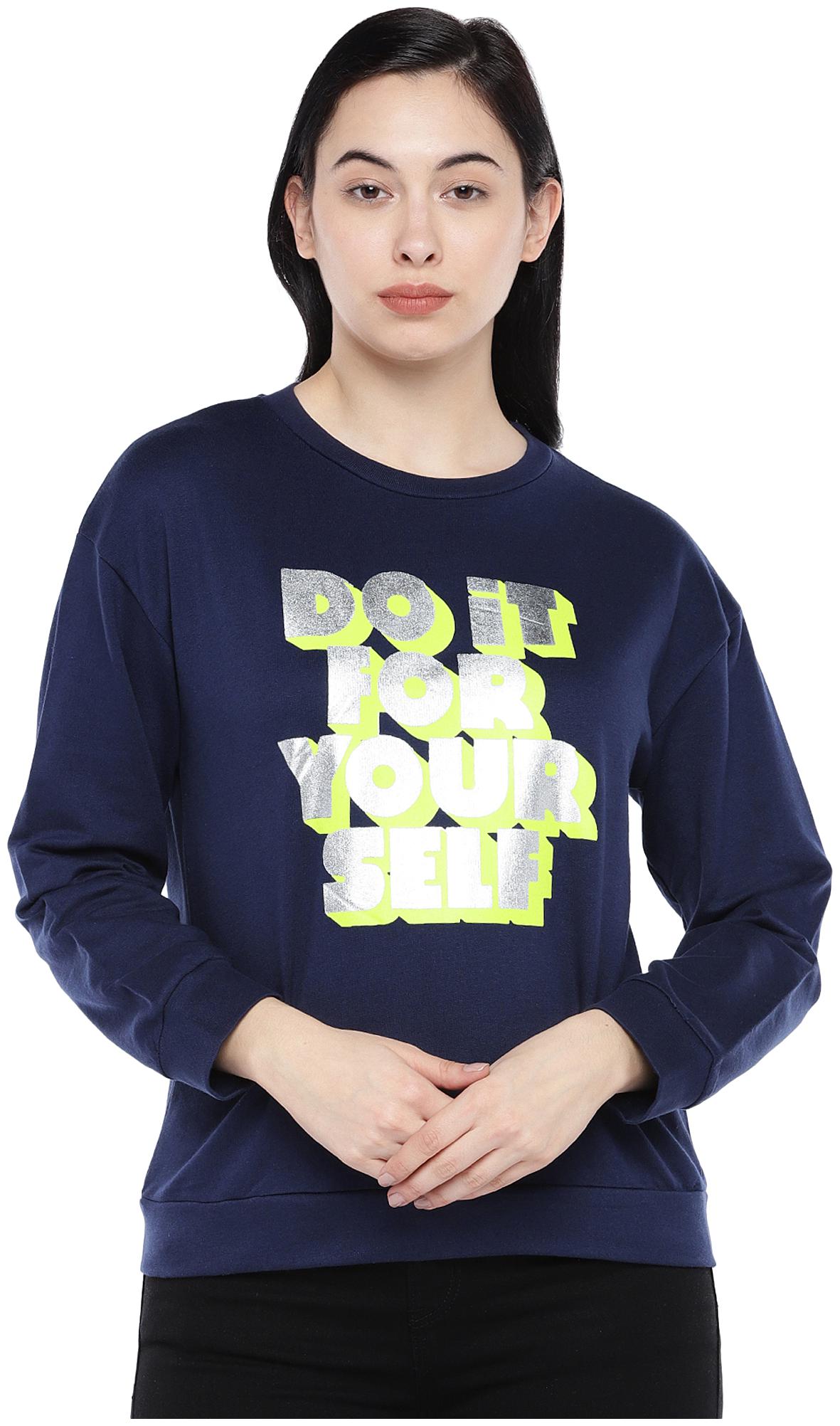

Globus Women Printed Sweatshirt - Blue