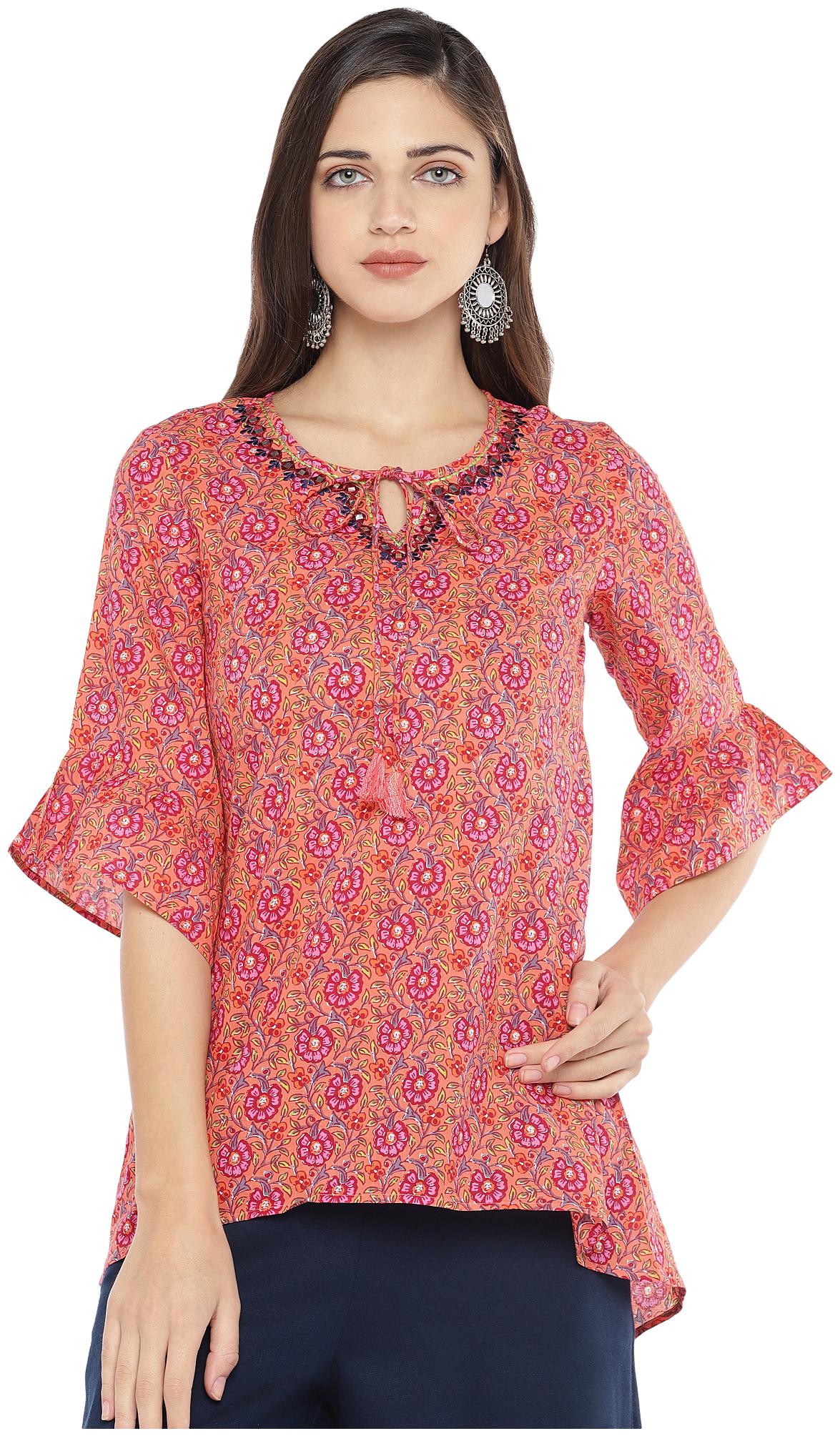 

Globus Women Floral Regular top - Peach
