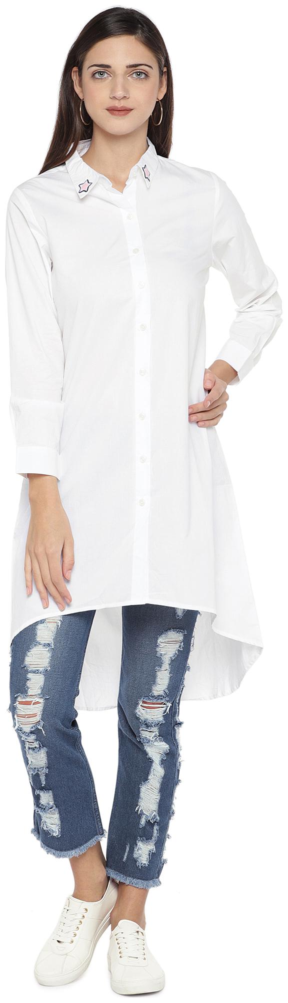 

Globus Women White Solid Regular Fit Shirt