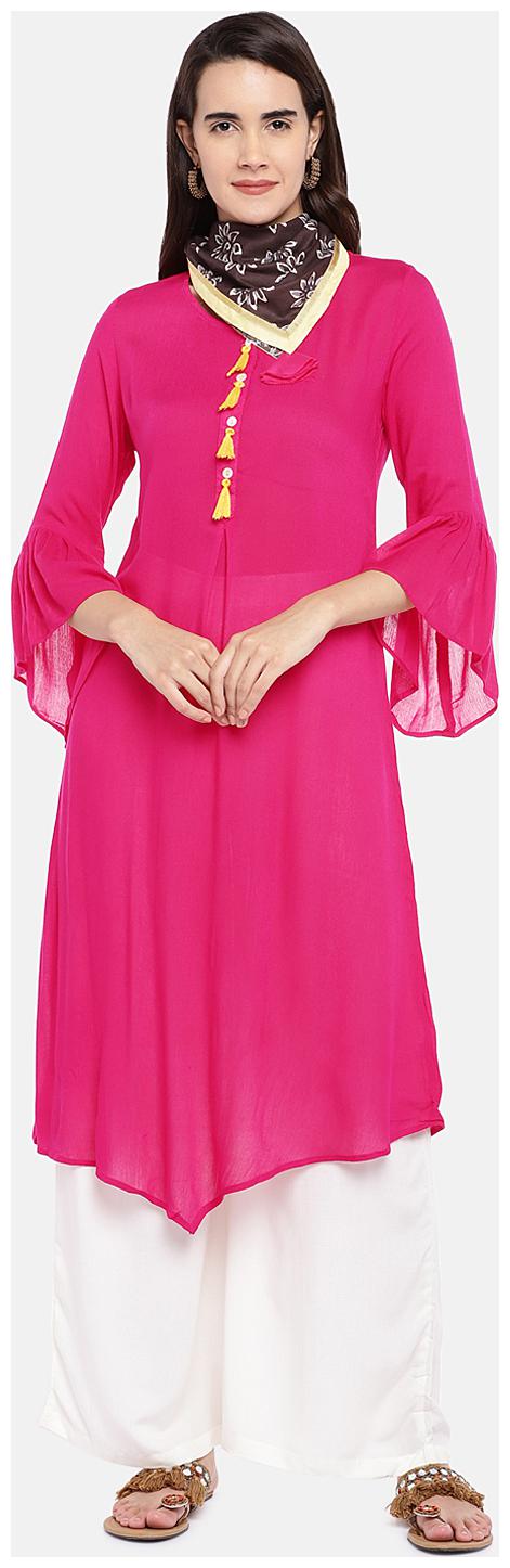 

Globus Cotton Solid Women Kurta - Pink