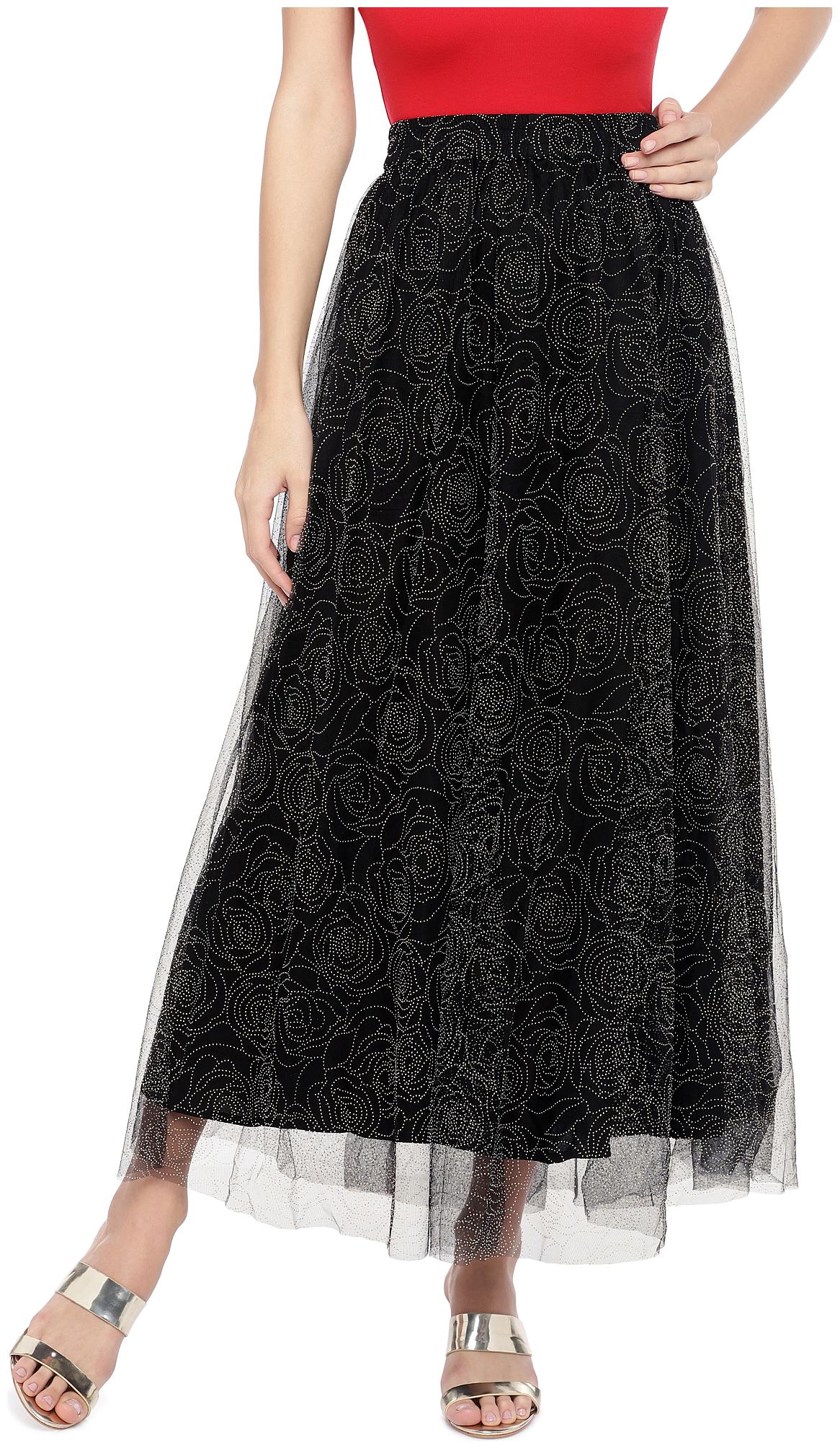 

Globus Embellished Flared skirt Maxi Skirt - Black