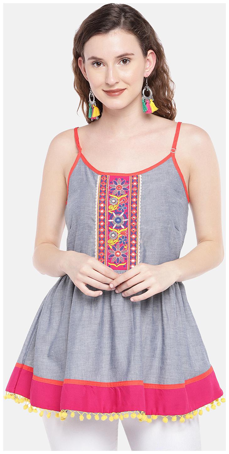 

Globus Women Embellished Regular top - Grey
