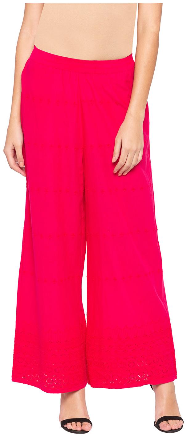

Globus Pink Embroidered Flared Palazzo