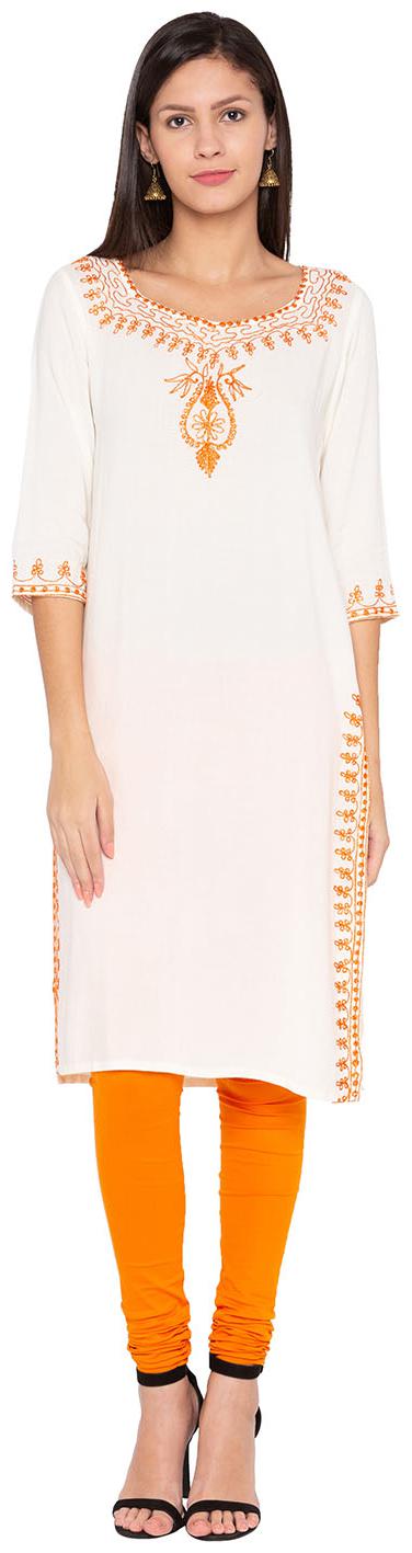 

Globus Women White Printed Straight Kurta