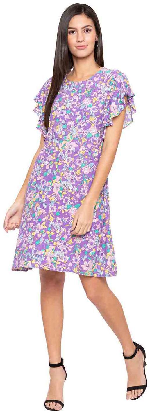 

Globus Purple Printed Fit flare dress
