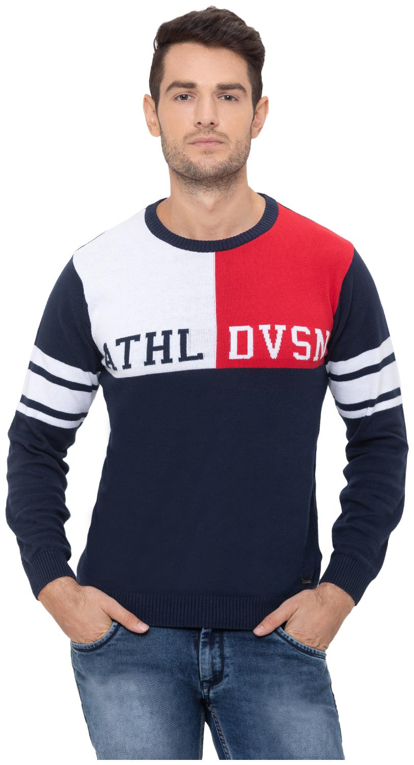 

Globus Men Acrylic Colourblocked Navy Blue Sweatshirt