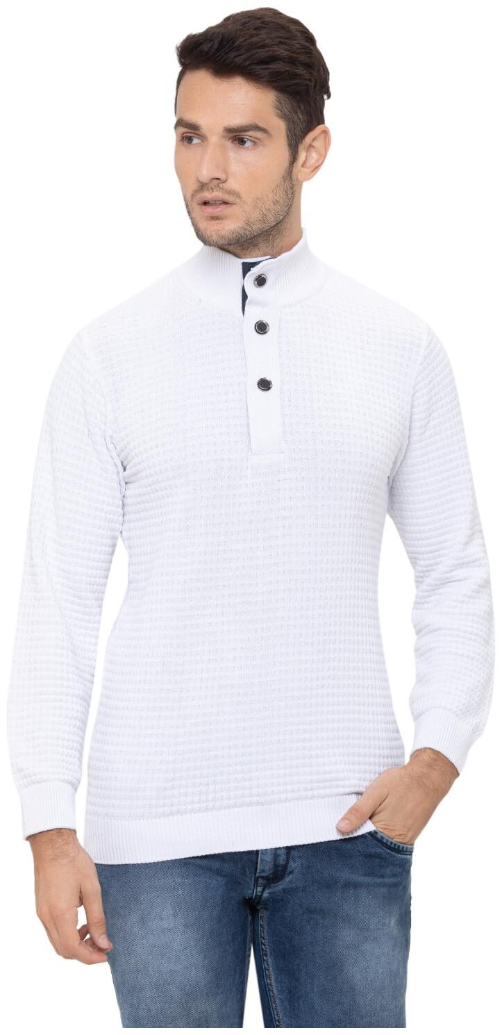 

Globus Men White High neck Pullover