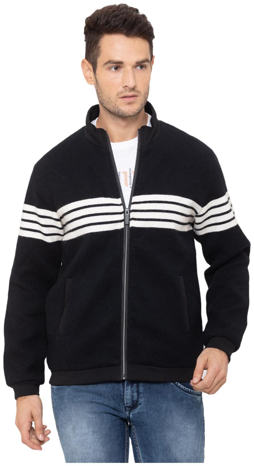 

Globus Men Black Striped Bomber jacket