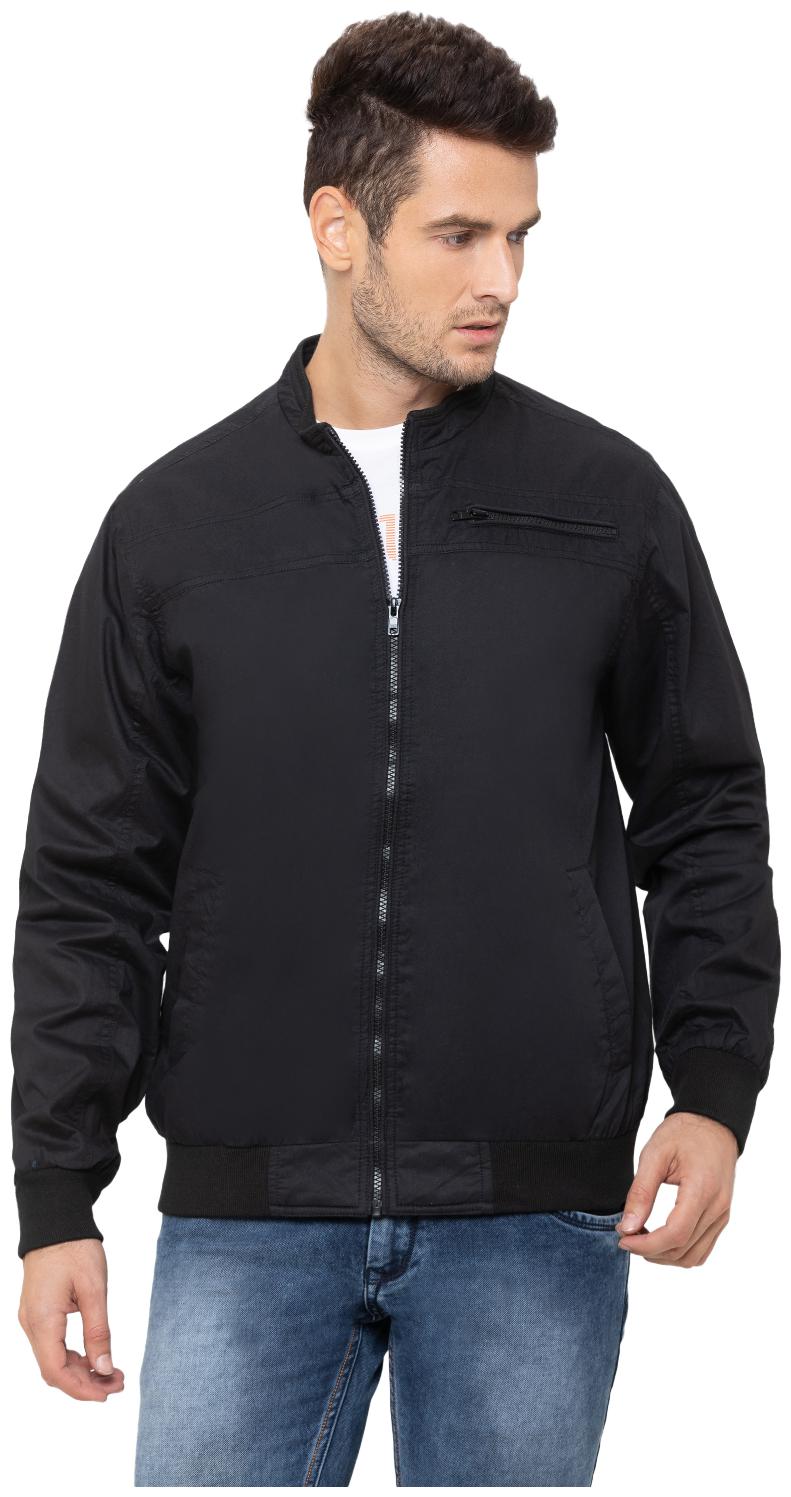 

Globus Men Black Solid Windcheater jacket