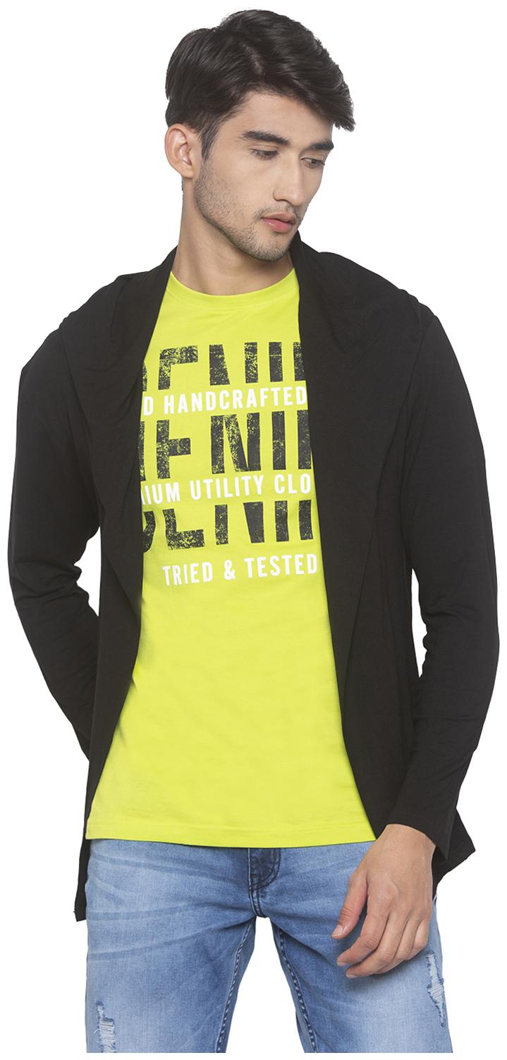 

Globus Men Cotton Solid Black Cardigan