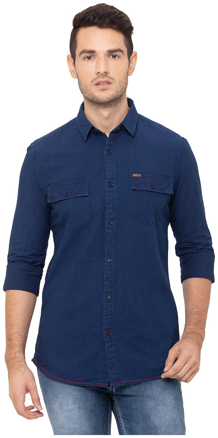 

Globus Men Blue Checked Regular Fit Casual Shirt