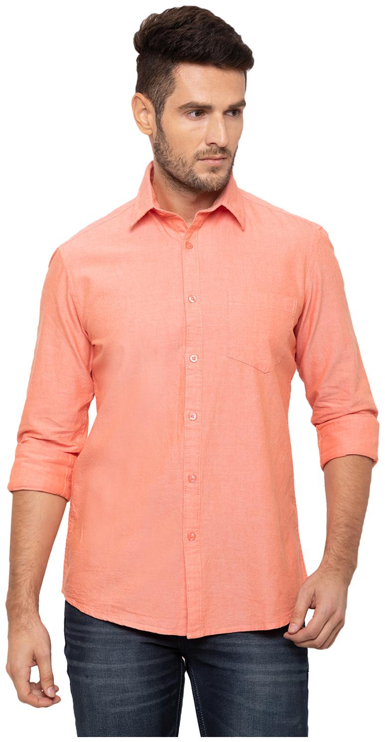 

Globus Men Peach Solid Regular Fit Casual Shirt