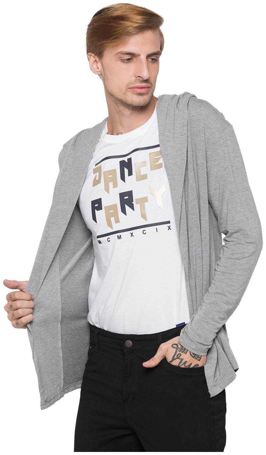

Globus Men Cotton Solid Grey Cardigan