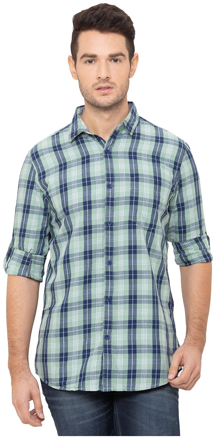 

Globus Men Green Checked Regular Fit Casual Shirt
