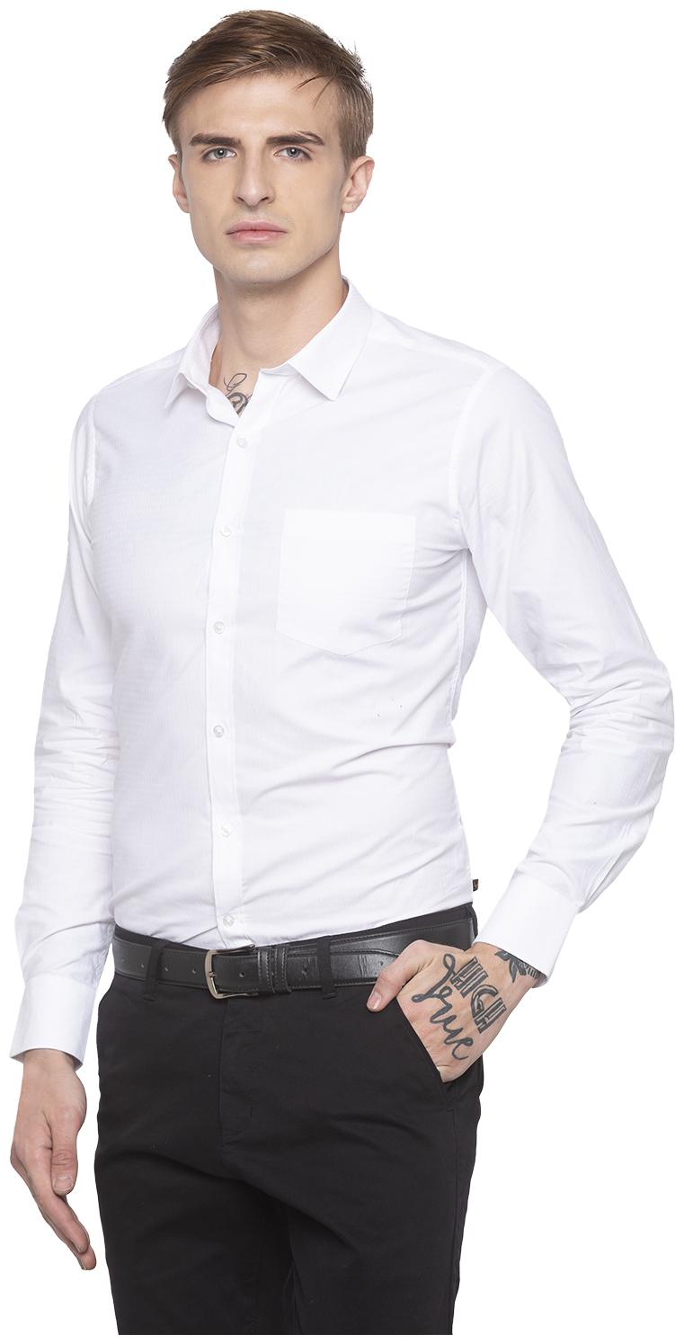 

Globus Men White Weaved Regular Fit Casual Shirt