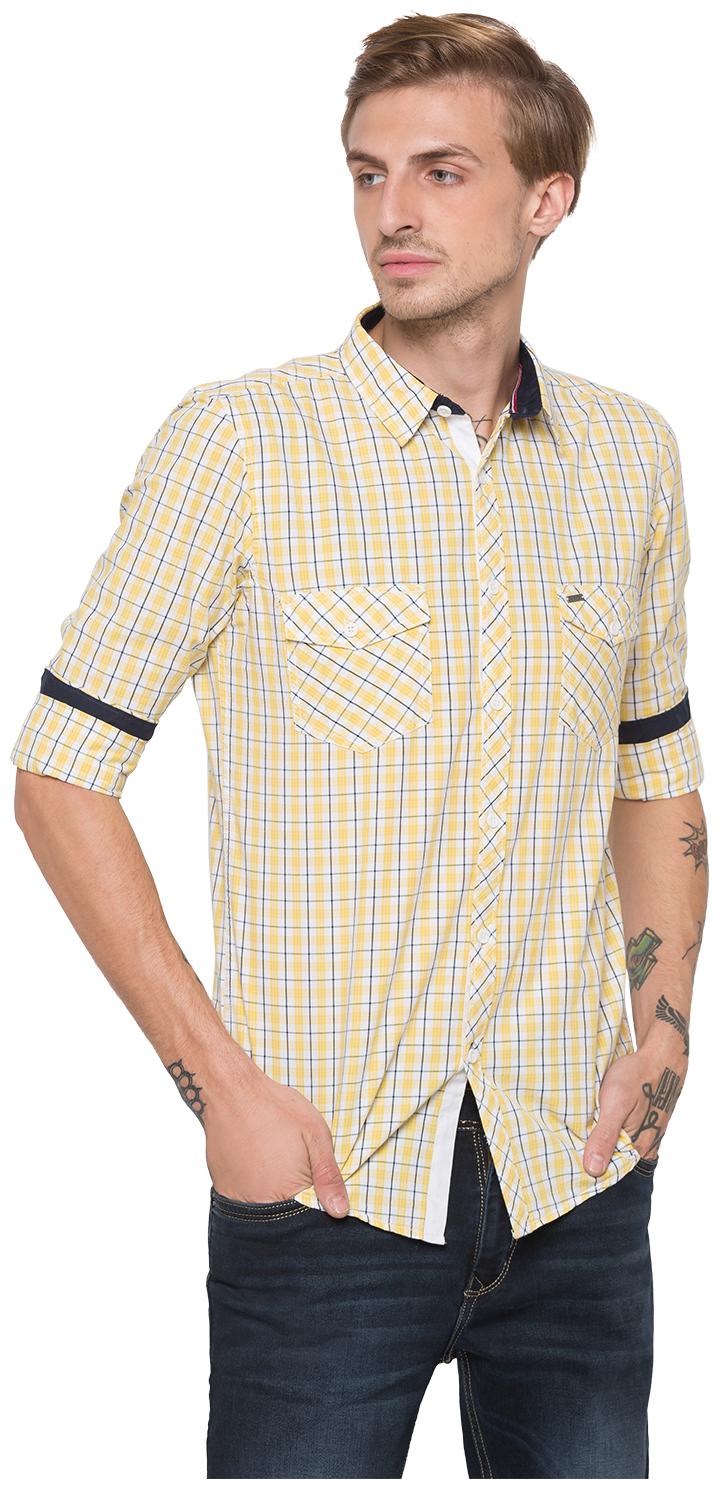 

Globus Men Yellow Checked Regular Fit Casual Shirt
